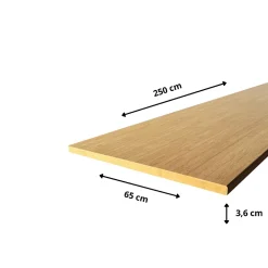 Plan De Travail Buanderie|Wood&Sens Plan de travail bois massif Bambou Naturel lamellé collé L.250 X P.65 cm, Ep. 36 mm