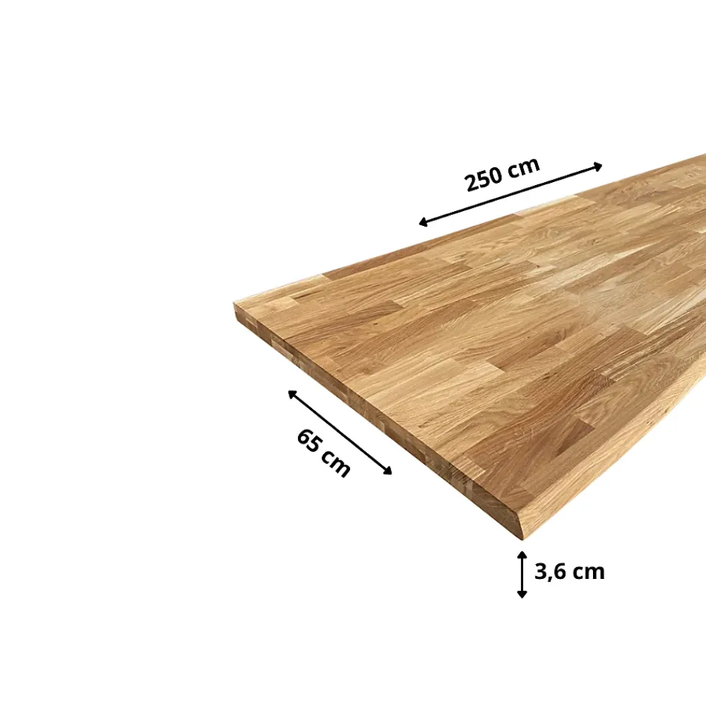Plan De Travail Buanderie|Wood&Sens Plan de travail Chêne massif bord naturel huilé L.250 x l.65 cm, Ep.36 mm