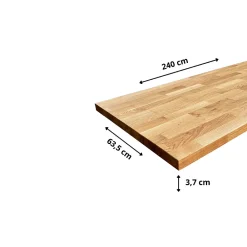 Wood&Sens Plan de travail Chêne plaqué huilé, L.240 cm x l.63,5 cm, Ep.37 mm