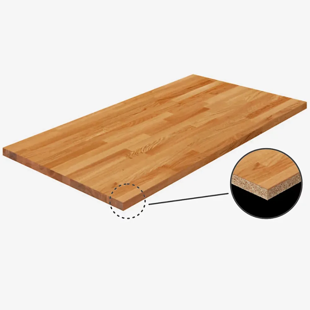Wood&Sens Plan de travail Chêne plaqué huilé, L.240 cm x l.63,5 cm, Ep.37 mm
