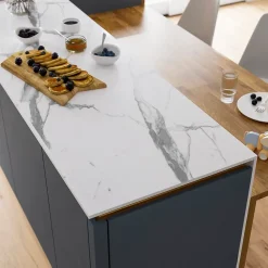 GoodHome Plan de travail compact aspect marbre blanc Nepeta L.300 x l.62 x Ép.1,2 cm