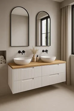 Furnidea Plan de travail en bois chêne massif naturel 160 cm pour meuble de salle de bain