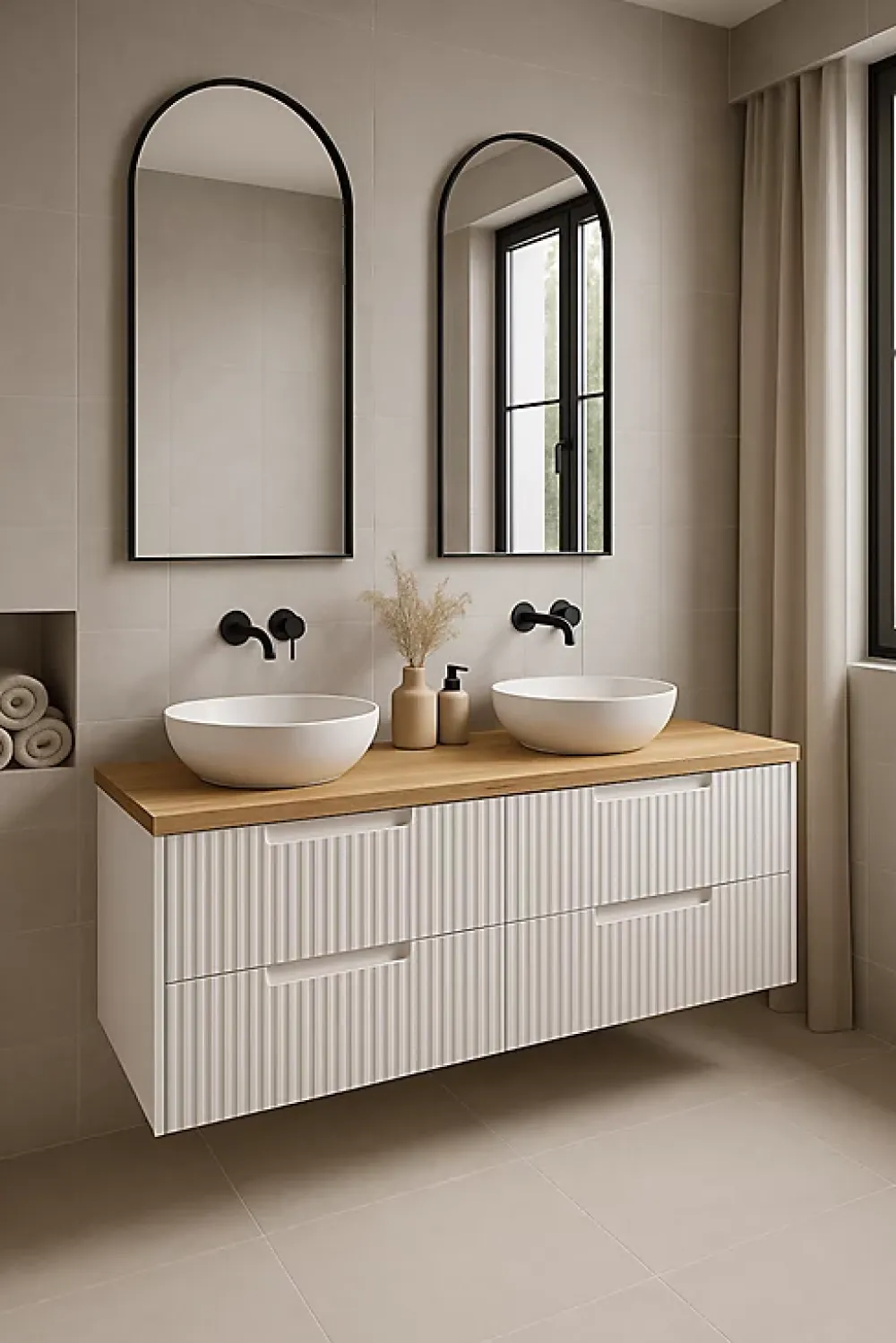 Furnidea Plan de travail en bois chêne massif naturel 160 cm pour meuble de salle de bain
