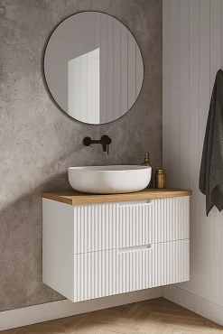 Plan De Travail Salle De Bains|Furnidea Plan de travail en bois chêne massif naturel 80 cm pour meuble de salle de bain
