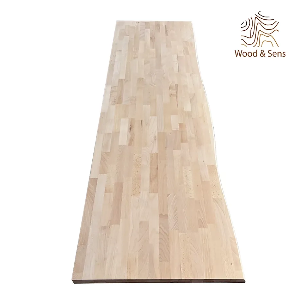 Wood&Sens Plan de travail Hêtre massif bord naturel L.250 x l.65 cm, Ep.36 mm