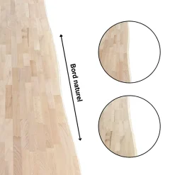 Wood&Sens Plan de travail Hêtre massif bord naturel L.250 x l.65 cm, Ep.36 mm