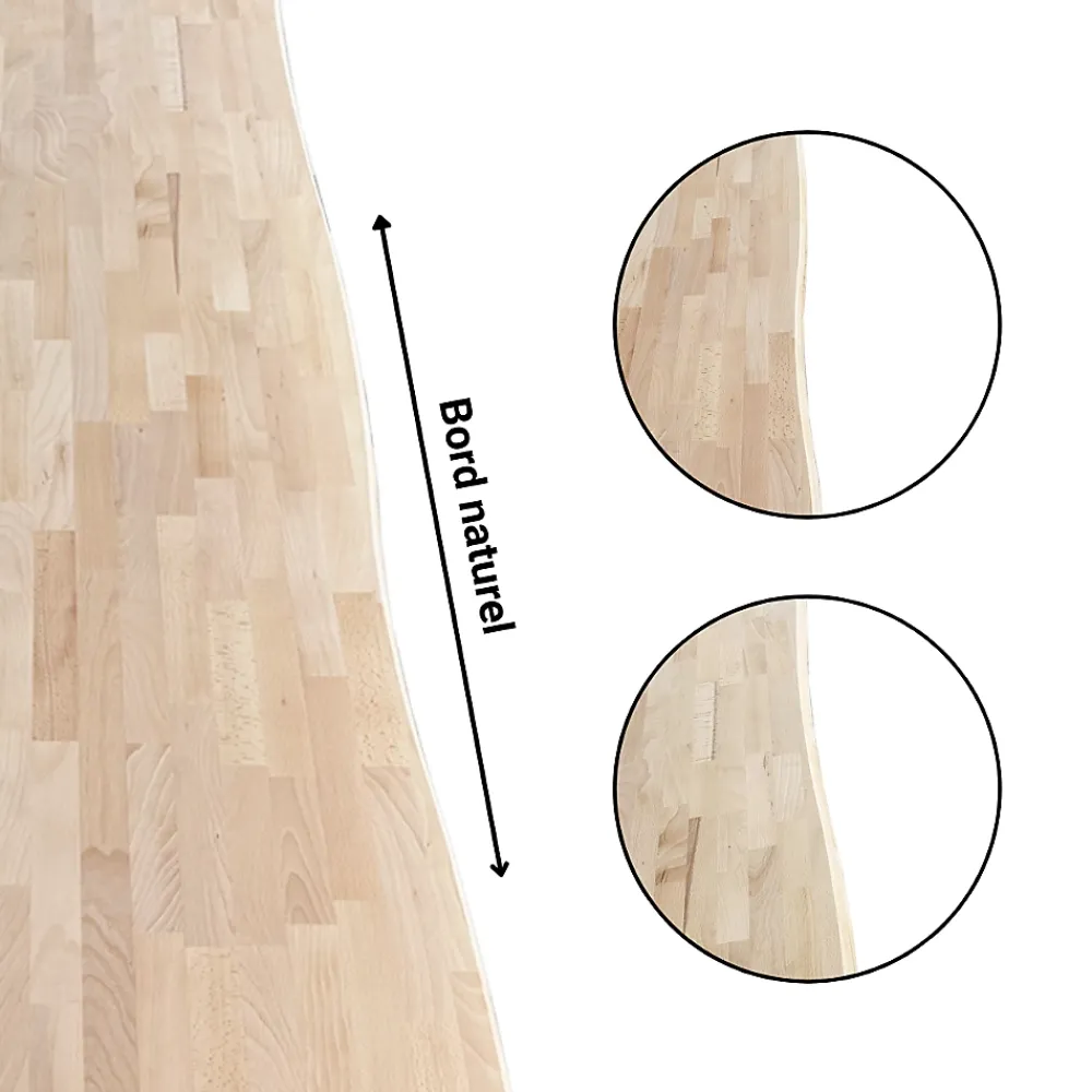 Wood&Sens Plan de travail Hêtre massif bord naturel L.250 x l.65 cm, Ep.36 mm