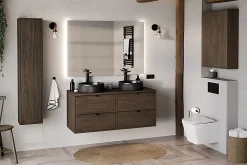 Furnidea Plan de travail pour meuble de salle de bain TERRA VILLA coloris noyer foncé 120 cm