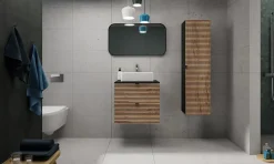 Plan De Travail Salle De Bains|Furnidea Plan de travail pour meuble de salle de bain VENA FLOW noir mat 60 cm