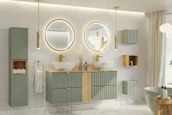 Furnidea Plan de travail pour meuble de salle de bain LINE REED GREEN vert SAUGE 60 cm