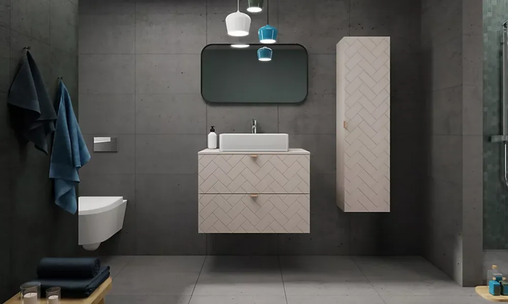 Plan De Travail Salle De Bains|Furnidea Plan de travail pour meuble de salle de bain VENA FLOW cachemire mat 80 cm