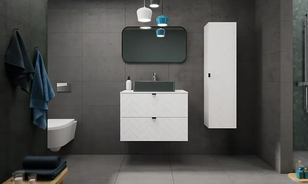 Furnidea Plan de travail pour meuble de salle de bain VENA FLOW blanc mat 60 cm