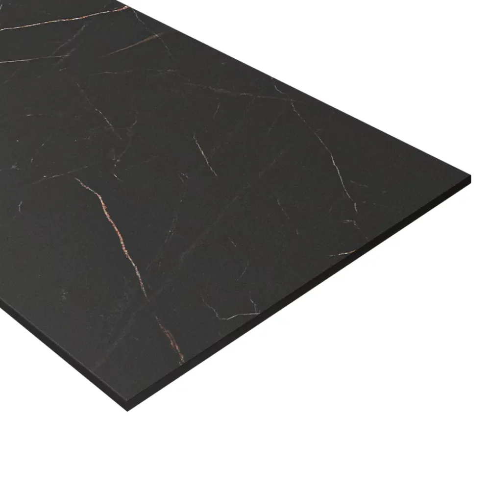 Plan De Travail Buanderie|GoodHome Plan de travail réversible compact 1 face aspect marbre noir / 1 face noir mat Nepeta L.300 x l.62 x Ép.1,2 cm
