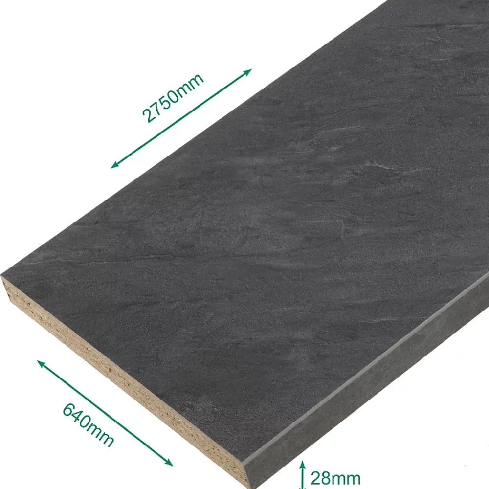 Plan De Travail Buanderie|Forestea Plan de travail stratifié ardoise foncé 2750 x 640 x 28 mm