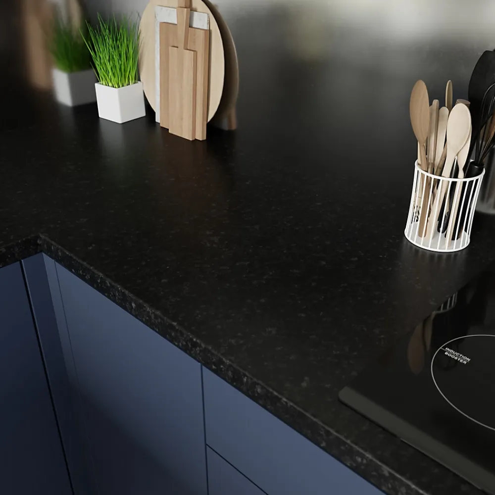 Plan De Travail Buanderie|GoodHome Plan de travail stratifié effet granit noir L.300 x l.62 x ép.3,8 cm, Kabsa