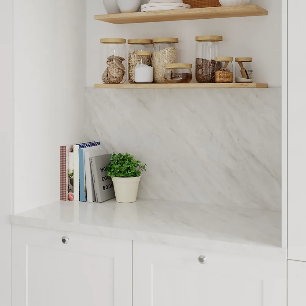 GoodHome Plan de travail stratifié effet soft quartz Kala L.300 x Ép.3,8 cm