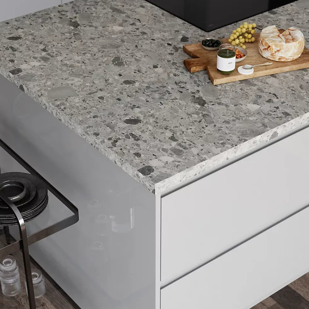 GoodHome Plan de travail stratifié décor ceppo gris Berberis L.300 x Ép.3,8 cm