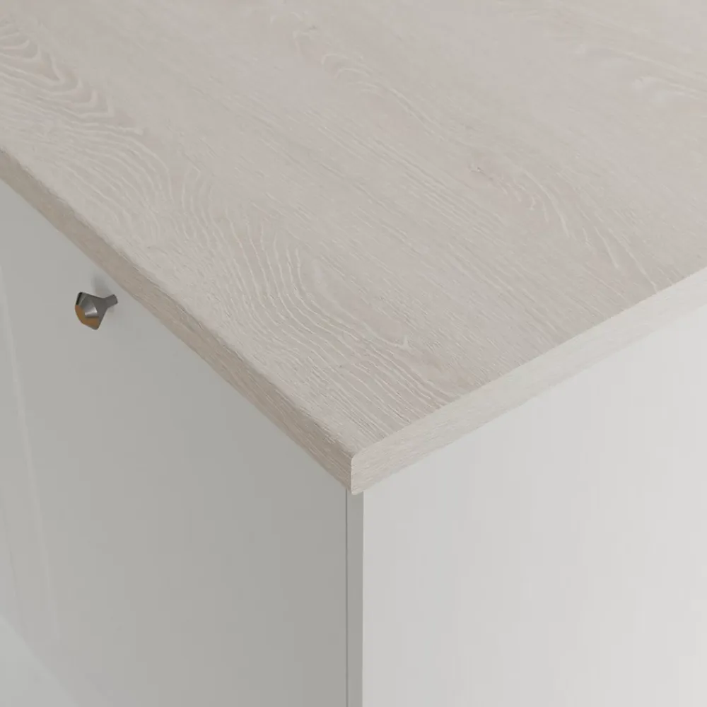 GoodHome Plan de travail stratifié aspect bois blanc Kabsa L.300 x l.62 x Ép.3,8 cm