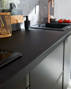 Plan De Travail Buanderie|GoodHome Plan de travail stratifié noir mat L.300 x l.62 x ép.3,8 cm Berberis