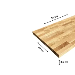 Wood&Sens Plan de vasque Chêne Pré-Huilé bois massif, l.91 x H.49 cm, Ep.36 mm