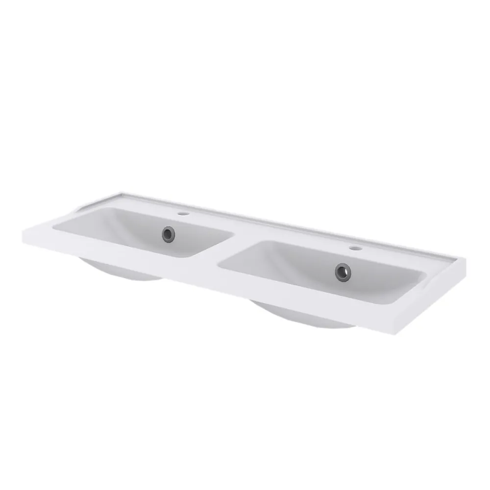 Plan Double Vasque|GoodHome Plan double vasque blanc en céramique l.120 cm Lana