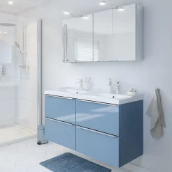 Plan Double Vasque|GoodHome Plan double vasque blanc en céramique l.120 cm Lana