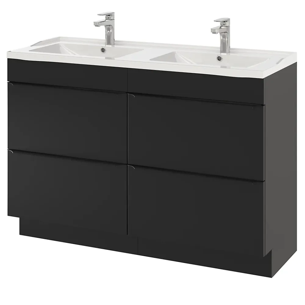 Plan Double Vasque|GoodHome Plan double vasque blanc en céramique l.120 cm Lana