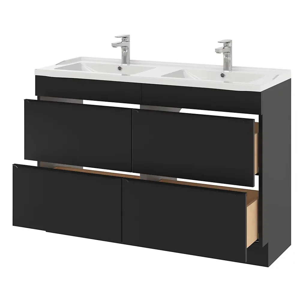 Plan Double Vasque|GoodHome Plan double vasque blanc en céramique l.120 cm Lana