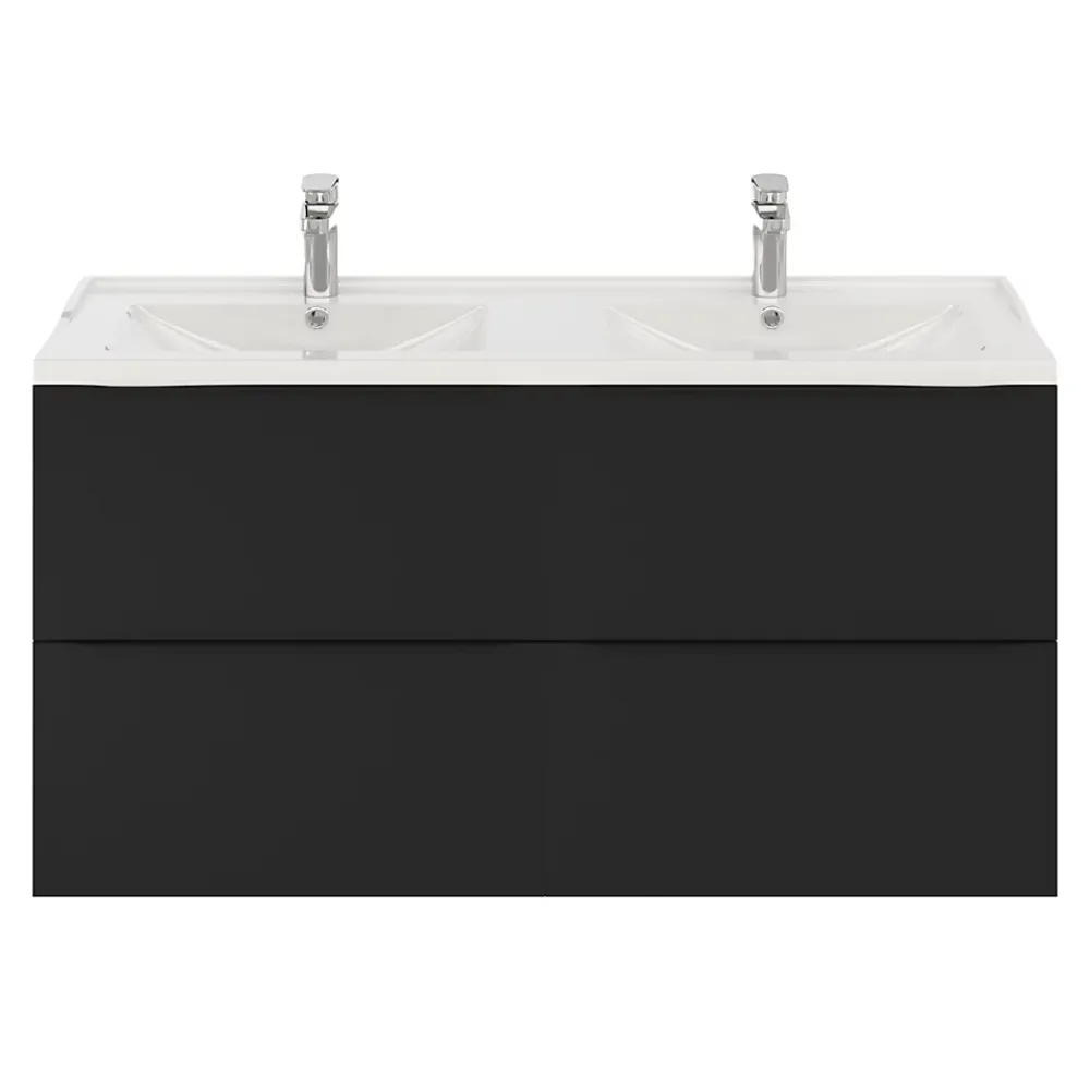 Plan Double Vasque|GoodHome Plan double vasque blanc en céramique l.120 cm Lana