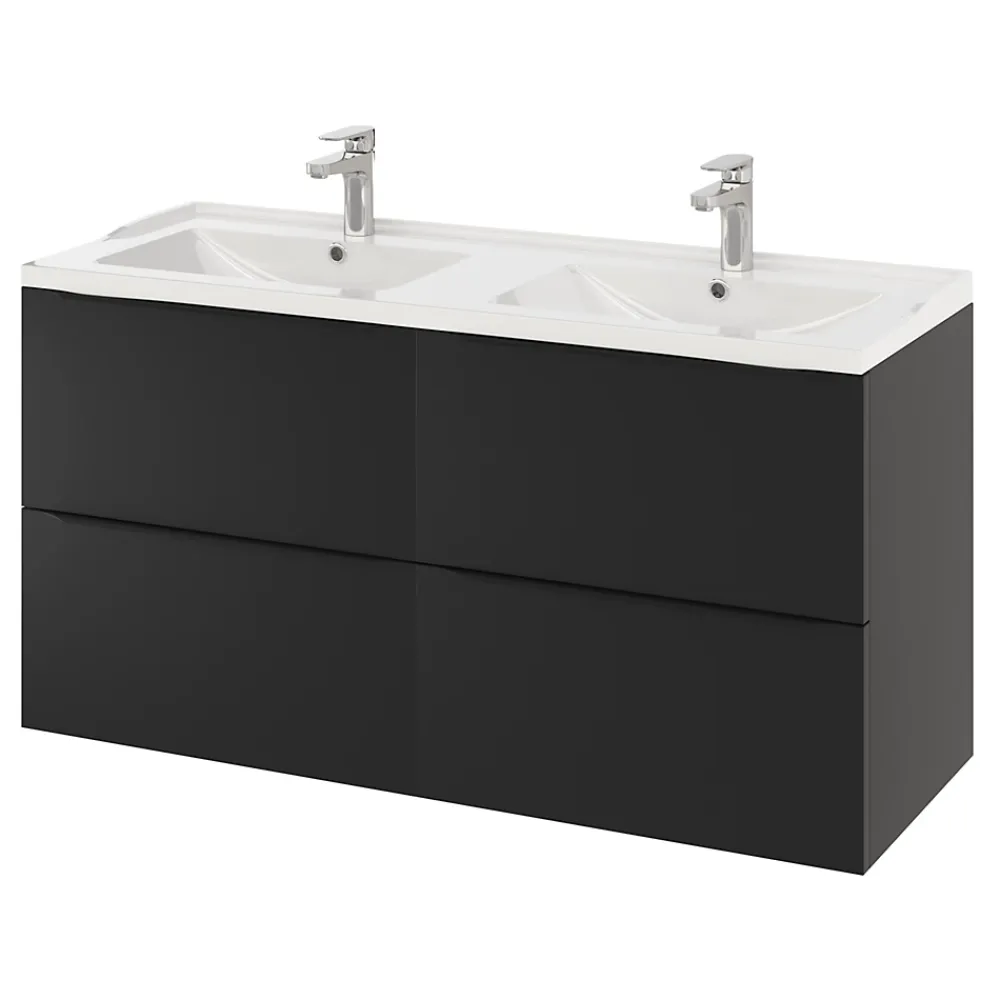 Plan Double Vasque|GoodHome Plan double vasque blanc en céramique l.120 cm Lana