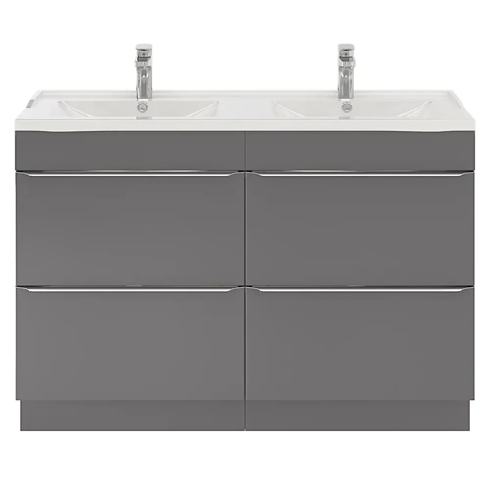 Plan Double Vasque|GoodHome Plan double vasque blanc en céramique l.120 cm Lana