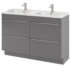 Plan Double Vasque|GoodHome Plan double vasque blanc en céramique l.120 cm Lana