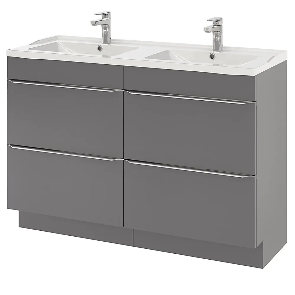 Plan Double Vasque|GoodHome Plan double vasque blanc en céramique l.120 cm Lana