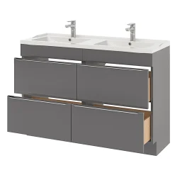 Plan Double Vasque|GoodHome Plan double vasque blanc en céramique l.120 cm Lana