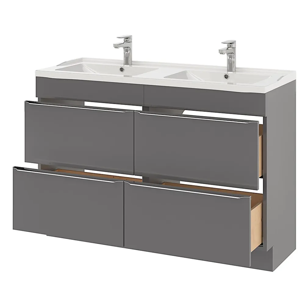 Plan Double Vasque|GoodHome Plan double vasque blanc en céramique l.120 cm Lana