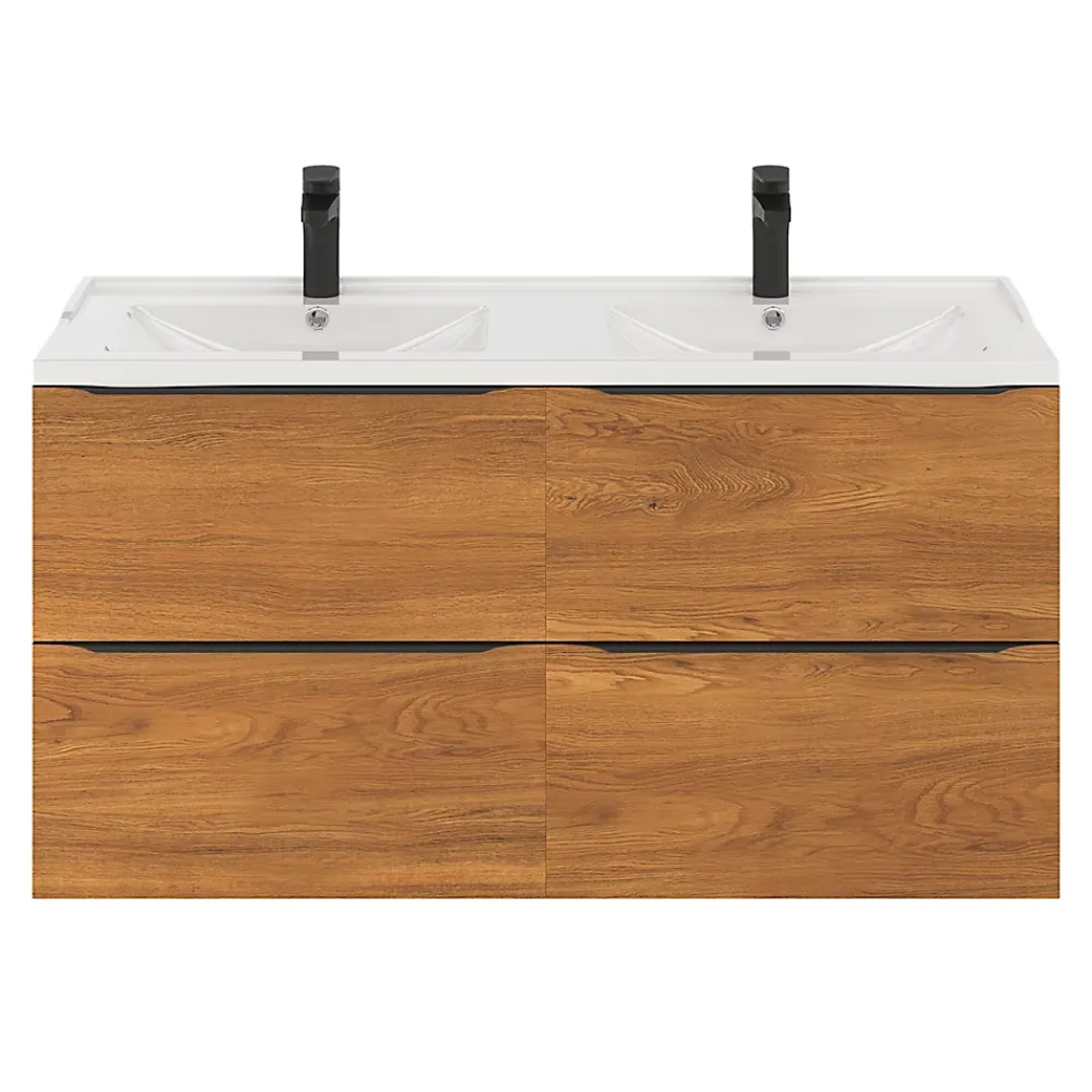 Plan Double Vasque|GoodHome Plan double vasque blanc en céramique l.120 cm Lana