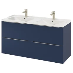 Plan Double Vasque|GoodHome Plan double vasque blanc en céramique l.120 cm Lana