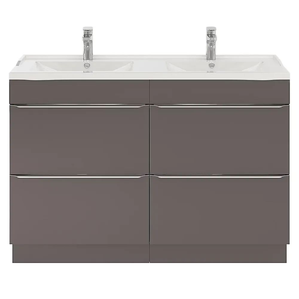 Plan Double Vasque|GoodHome Plan double vasque blanc en céramique l.120 cm Lana