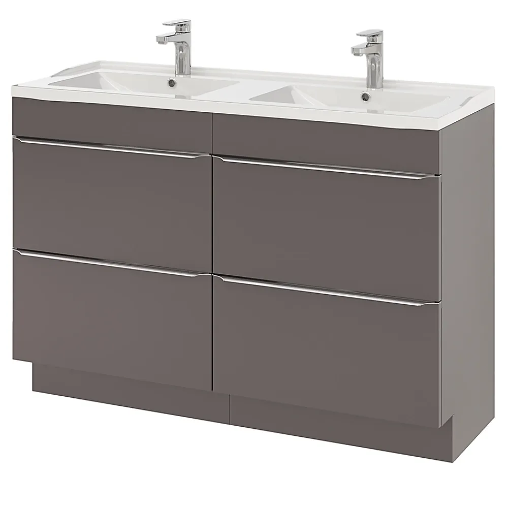 Plan Double Vasque|GoodHome Plan double vasque blanc en céramique l.120 cm Lana