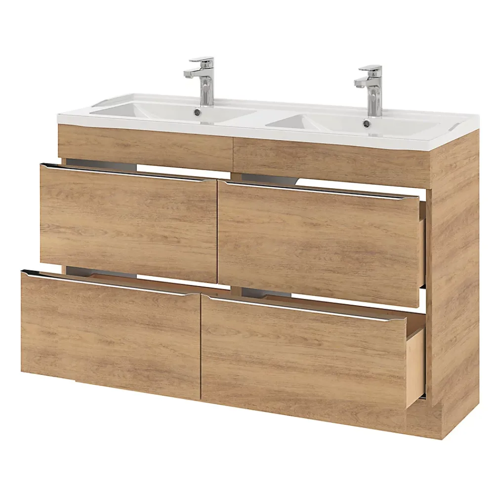 Plan Double Vasque|GoodHome Plan double vasque blanc en céramique l.120 cm Lana
