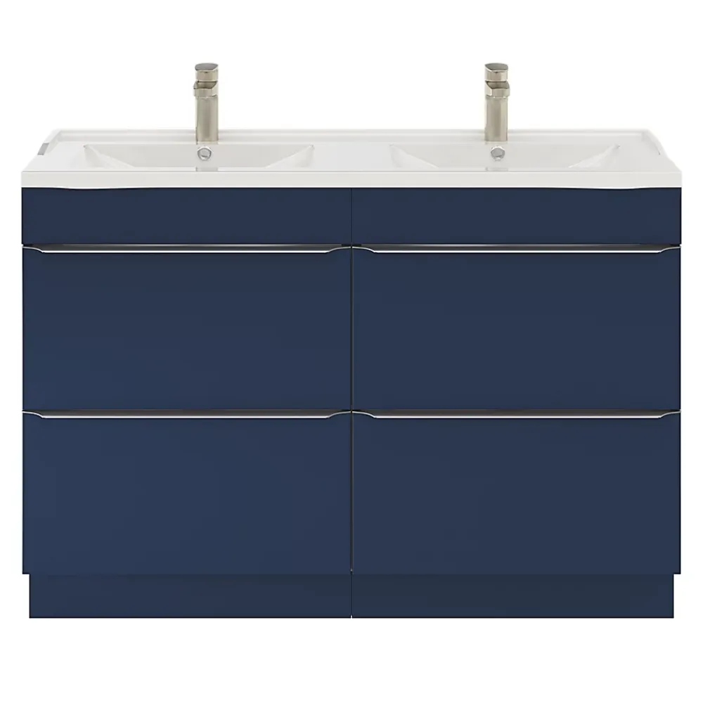 Plan Double Vasque|GoodHome Plan double vasque blanc en céramique l.120 cm Lana
