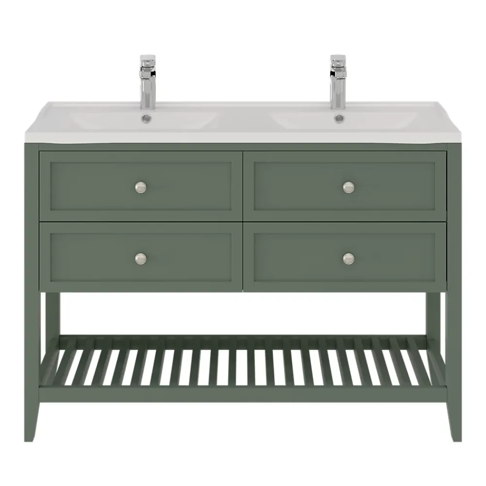 Plan Double Vasque|GoodHome Plan double vasque blanc en céramique l.120 cm Lana