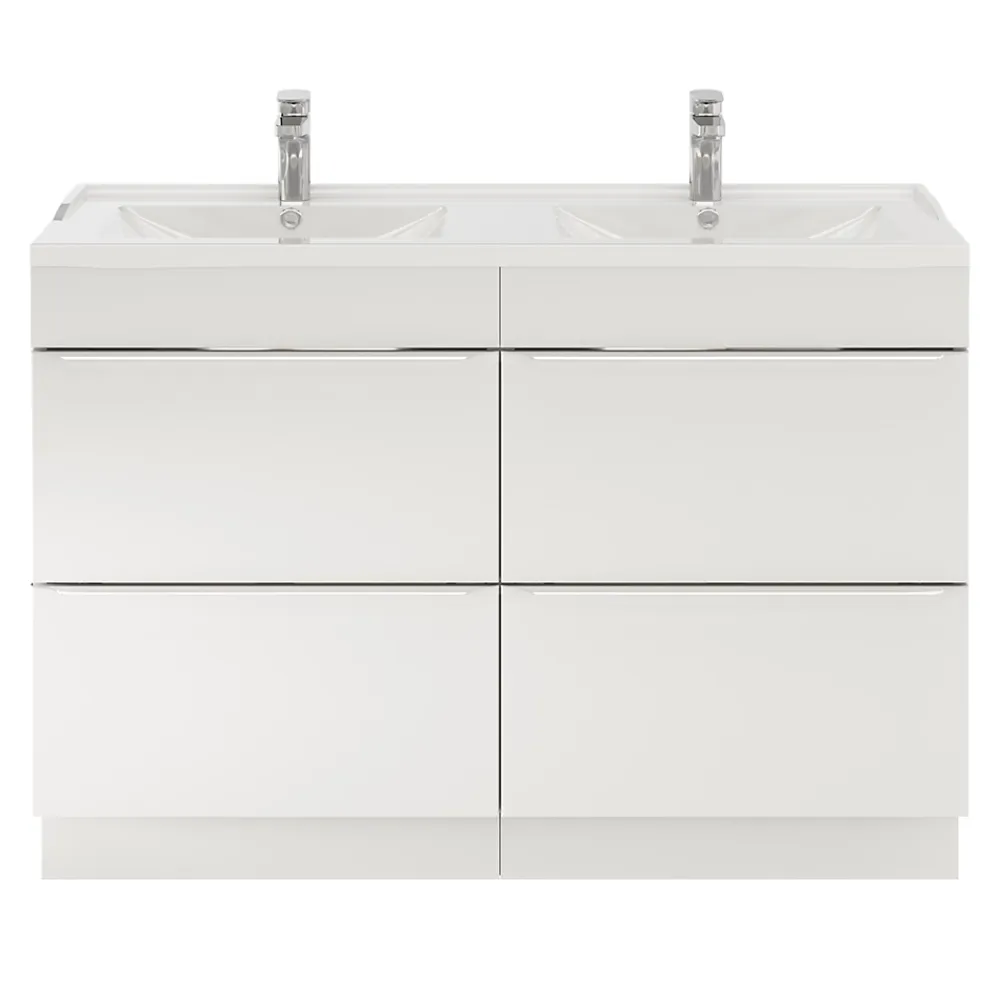Plan Double Vasque|GoodHome Plan double vasque blanc en céramique l.120 cm Lana
