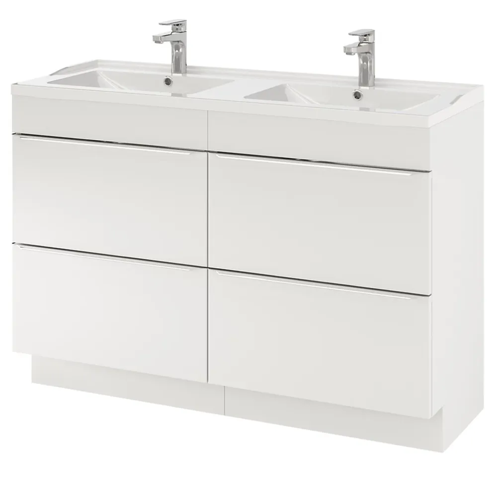 Plan Double Vasque|GoodHome Plan double vasque blanc en céramique l.120 cm Lana