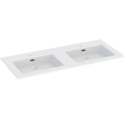 Plan Double Vasque|Cooke & Lewis Plan double vasque blanc en résine l.120 cm, Pamili