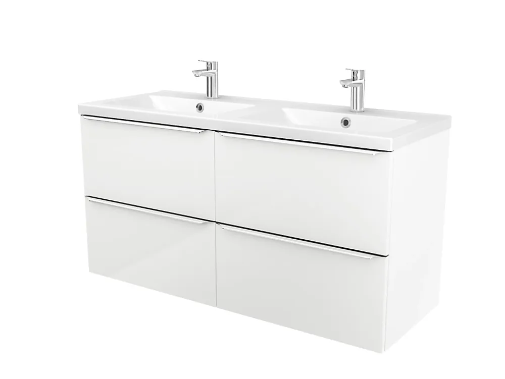 Plan Double Vasque|GoodHome Plan double vasque blanc en céramique l.120 cm Nira