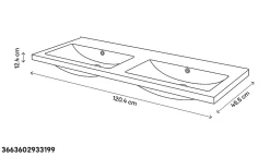 Plan Double Vasque|GoodHome Plan double vasque blanc en céramique l.120 cm Nira