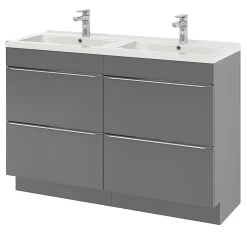 Plan Double Vasque|GoodHome Plan double vasque blanc en céramique l.120 cm Nira