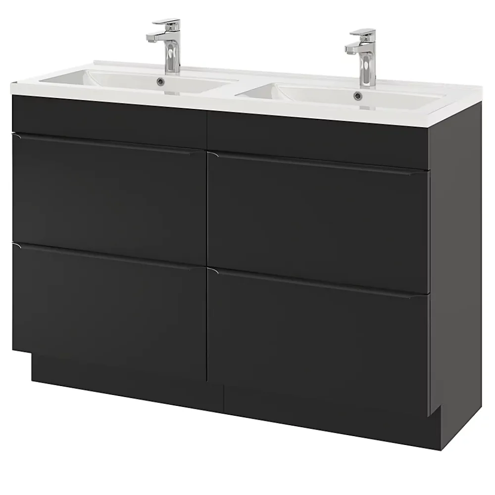 Plan Double Vasque|GoodHome Plan double vasque blanc en céramique l.120 cm Nira