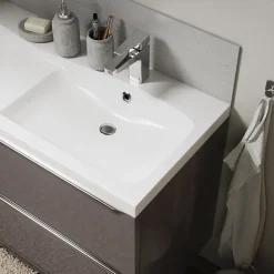 GoodHome Plan double vasque en résine blanc Mila 120 cm